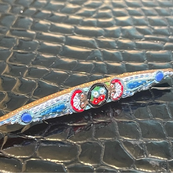 Stunning Victorian Antique Venetian Micro Mosaic Bar Brooch on Brass Vin… - Picture 3 of 5